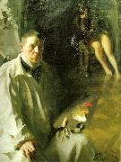 sjalvportratt med modell, Anders Zorn